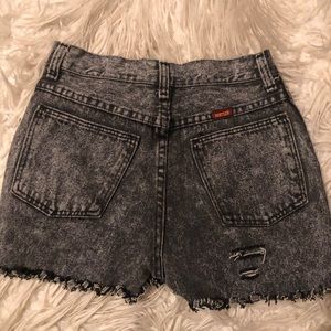 High Waist Dark Acid Wash Cut Off Denim Shorts